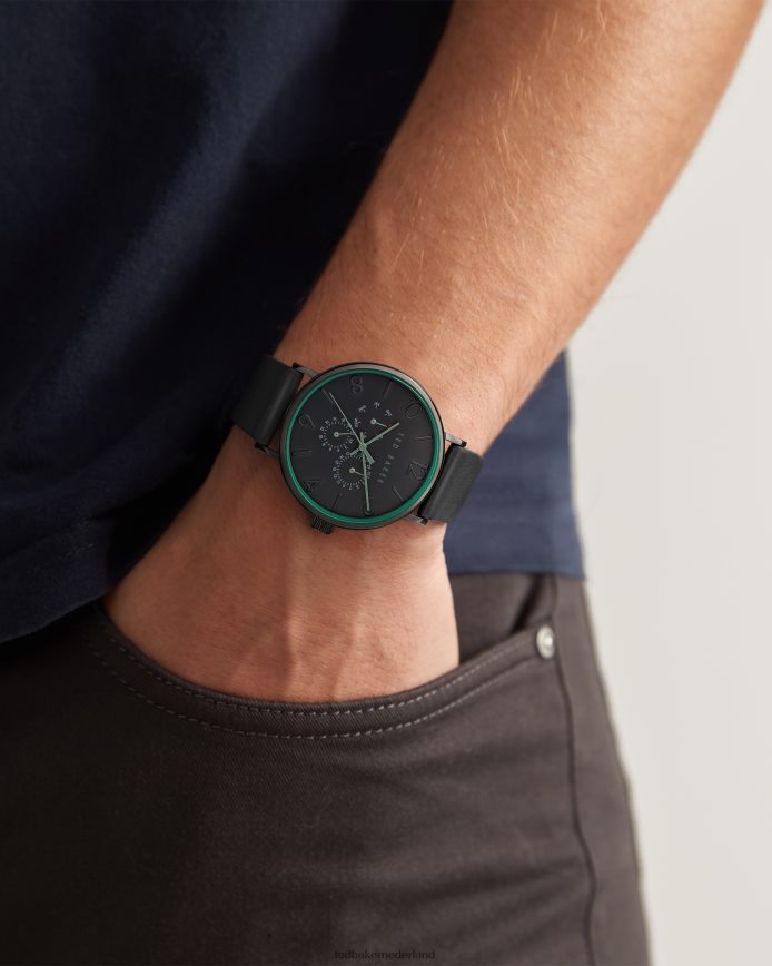 Ted Baker timene zwart horloge met gladde leren band zwart accessoires Heren 6R02N1904