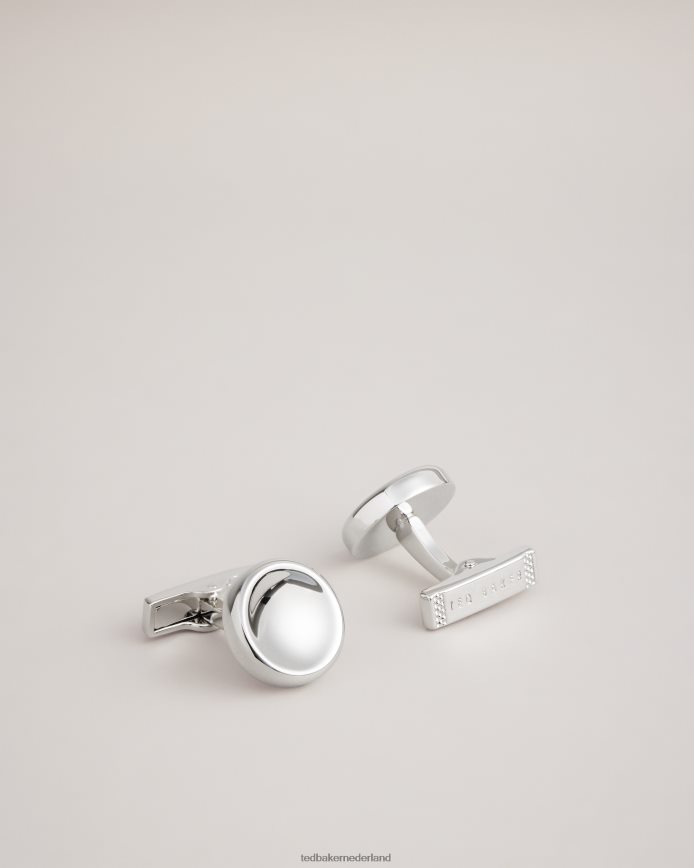 Ted Baker gebogen metalen cirkelmanchetknopen zilvere kleur accessoires Heren 6R02N2027