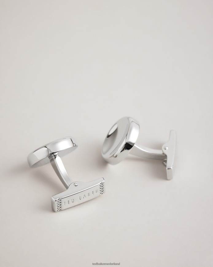Ted Baker gebogen metalen cirkelmanchetknopen zilvere kleur accessoires Heren 6R02N2027