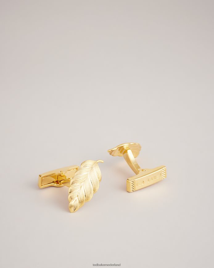 Ted Baker manchetknopen met rovanblad gouden kleur accessoires Heren 6R02N2033