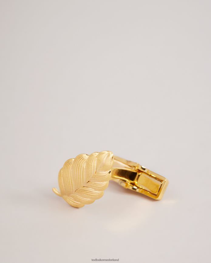 Ted Baker manchetknopen met rovanblad gouden kleur accessoires Heren 6R02N2033