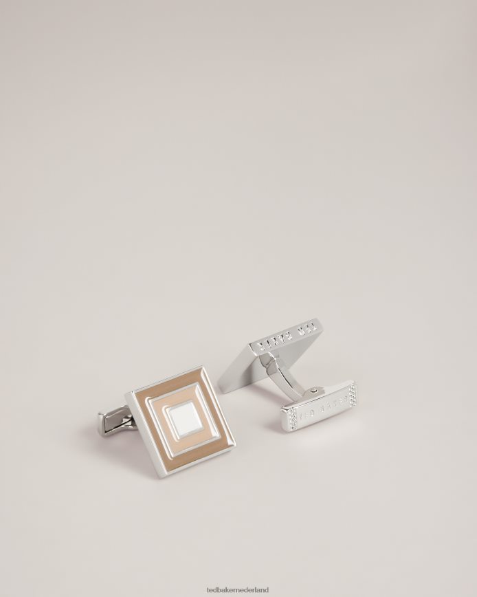 Ted Baker meerlaagse vierkante manchetknopen zilvere kleur accessoires Heren 6R02N2031
