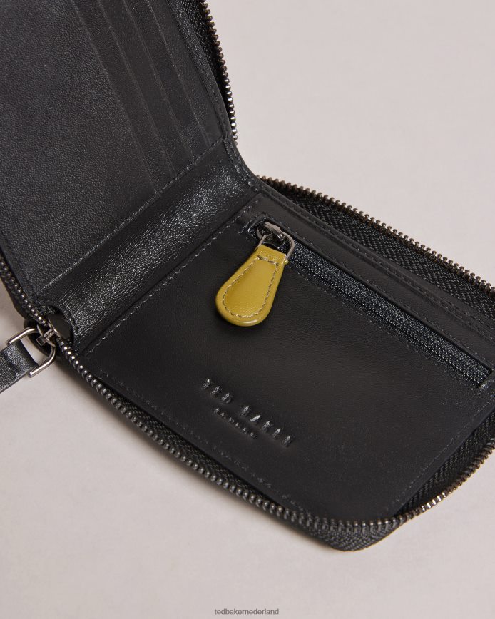 Ted Baker Portemonnee met finnie hoekdetail en ritssluiting rond zwart accessoires Heren 6R02N1918