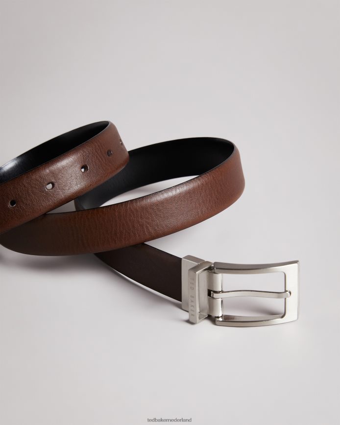 Ted Baker Omkeerbare leren riem van Karmer chocolade accessoires Heren 6R02N1831