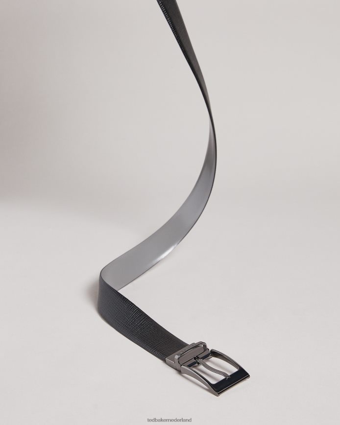 Ted Baker dubbele leren omkeerbare riem met kruismotief zwart accessoires Heren 6R02N1988