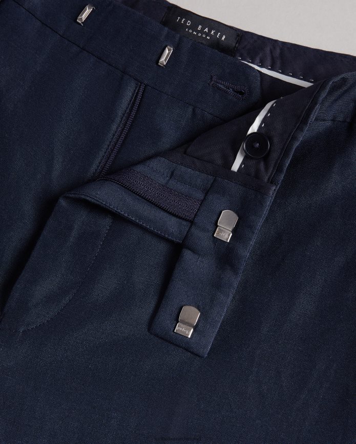 Ted Baker Lancet slim-fit wollen linnen broek marine kleding Heren 6R02N1469