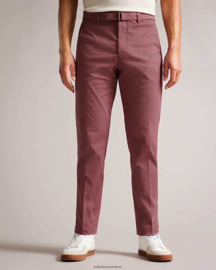 Ted Baker quarts broek met rechte pijpen en riem kastanjebruin kleding Heren 6R02N1266