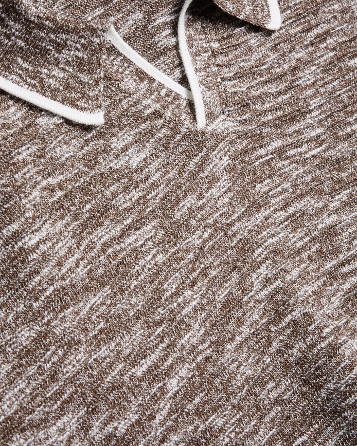 Ted Baker plantr gemêleerd poloshirt met open kraag donker bruin kleding Heren 6R02N1602