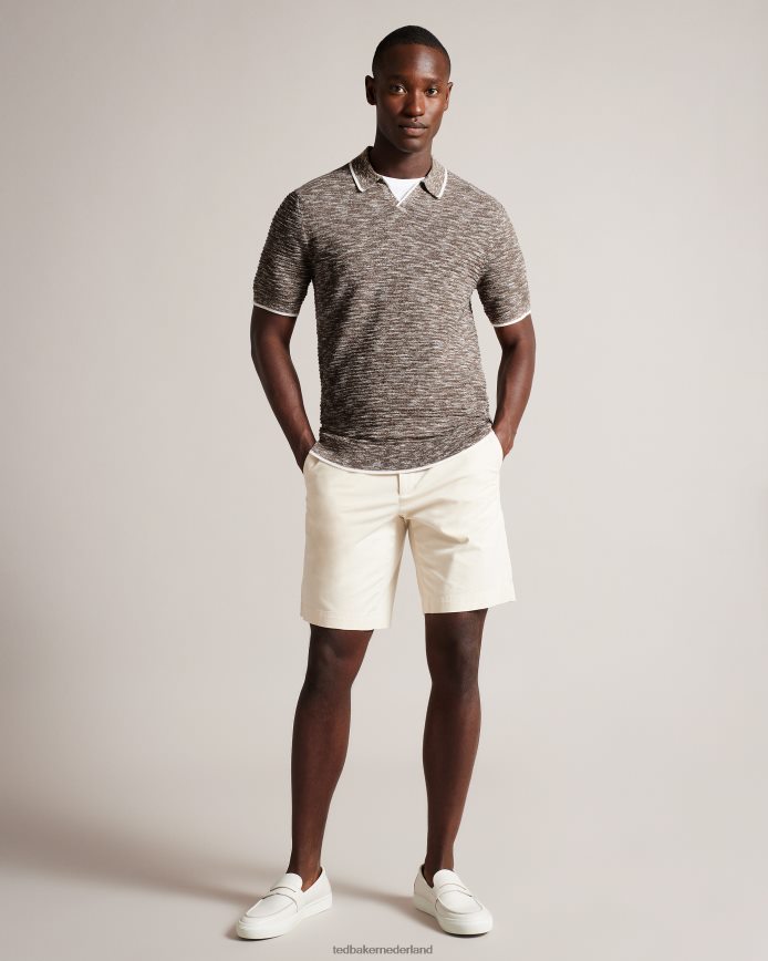 Ted Baker plantr gemêleerd poloshirt met open kraag donker bruin kleding Heren 6R02N1602
