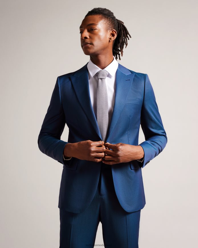 Ted Baker atlowj jasje met enkele rij knopen helderblauw kleding Heren 6R02N1214