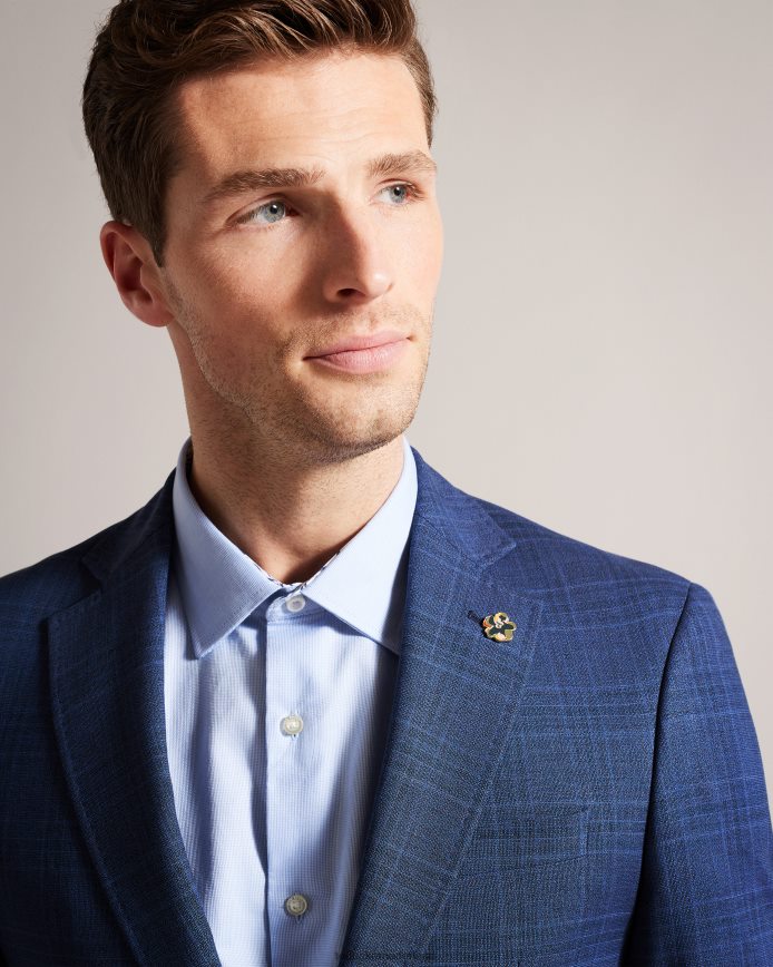 Ted Baker drydenj marineblauw geruit colbert marine kleding Heren 6R02N1483