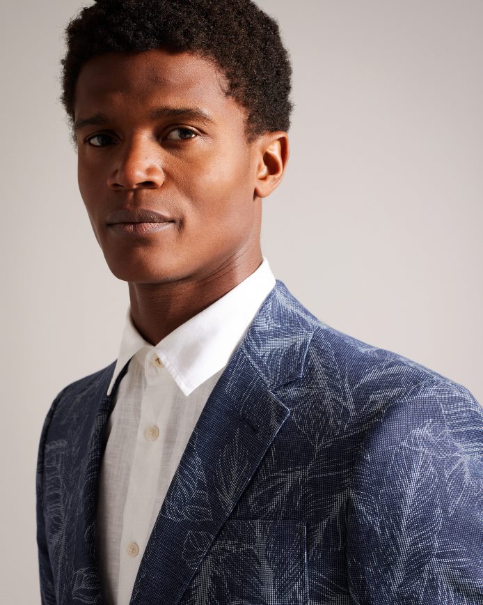 Ted Baker postoj slim-fit colbert marine kleding Heren 6R02N1599