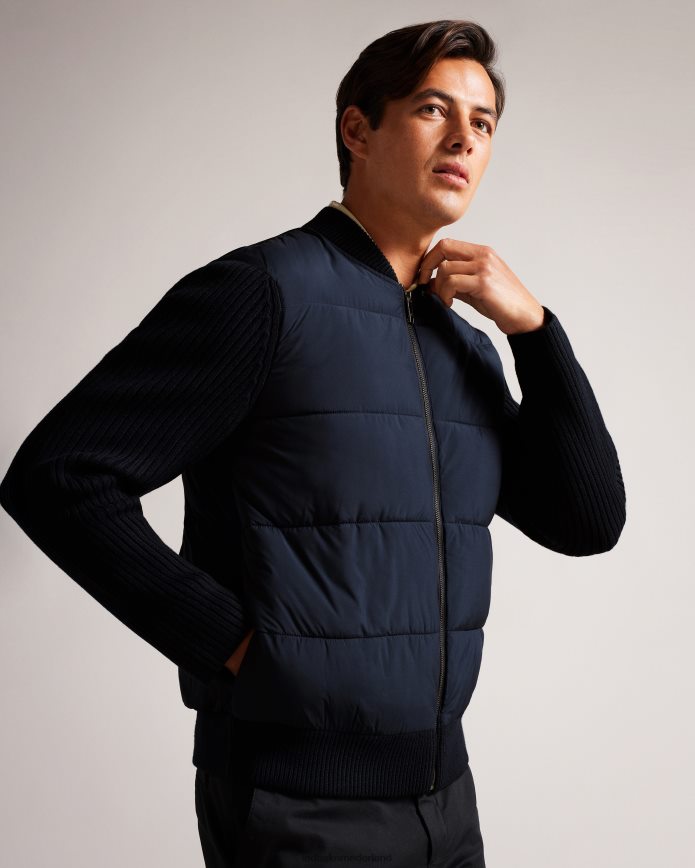 Ted Baker spores gewatteerd jack met lange mouwen en ritssluiting marine kleding Heren 6R02N1233