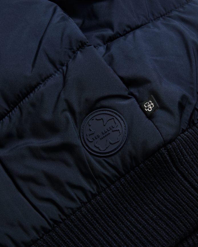 Ted Baker spores gewatteerd jack met lange mouwen en ritssluiting marine kleding Heren 6R02N1233