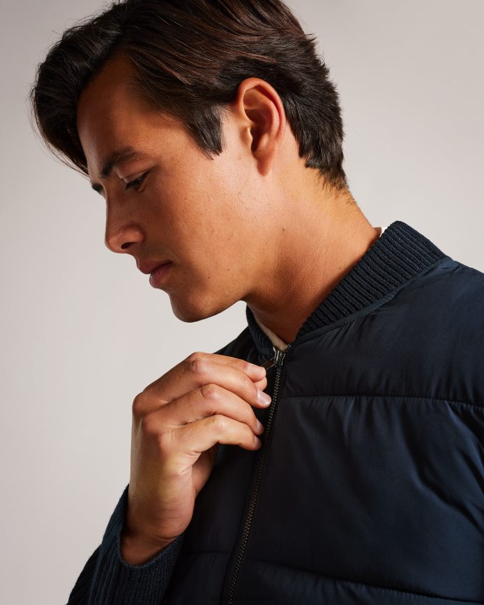 Ted Baker spores gewatteerd jack met lange mouwen en ritssluiting marine kleding Heren 6R02N1233