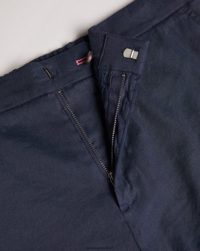 Ted Baker Half elastische short van leder-linnenmix marine kleding Heren 6R02N1307