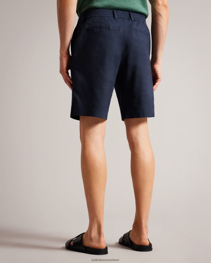 Ted Baker Half elastische short van leder-linnenmix marine kleding Heren 6R02N1307