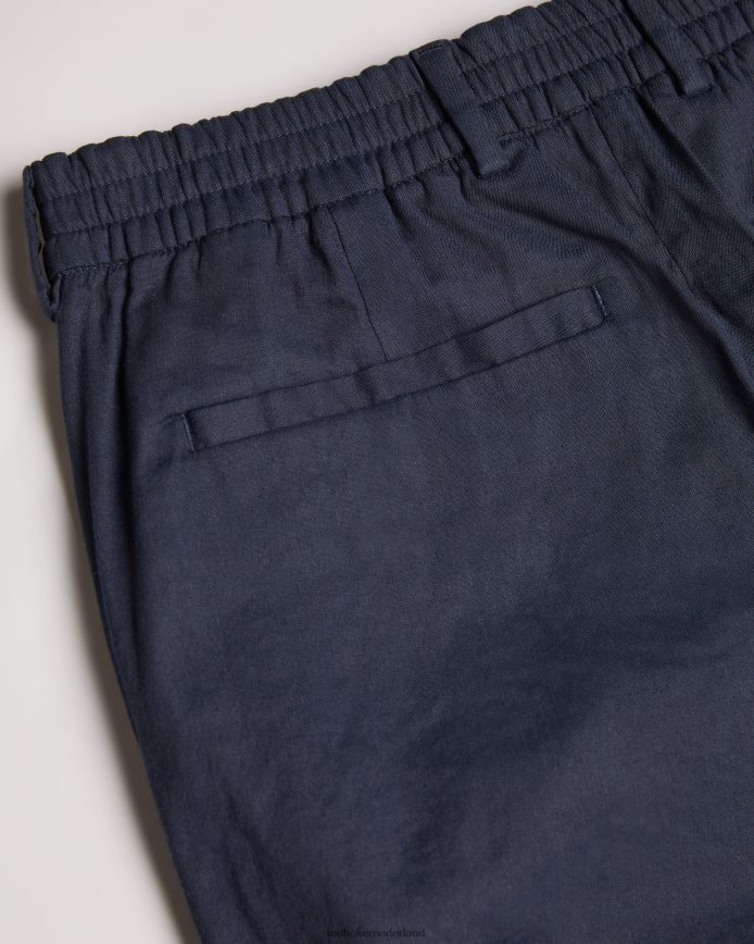 Ted Baker Half elastische short van leder-linnenmix marine kleding Heren 6R02N1307