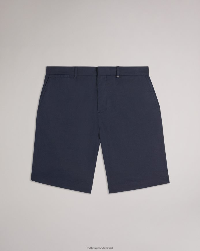 Ted Baker Half elastische short van leder-linnenmix marine kleding Heren 6R02N1307