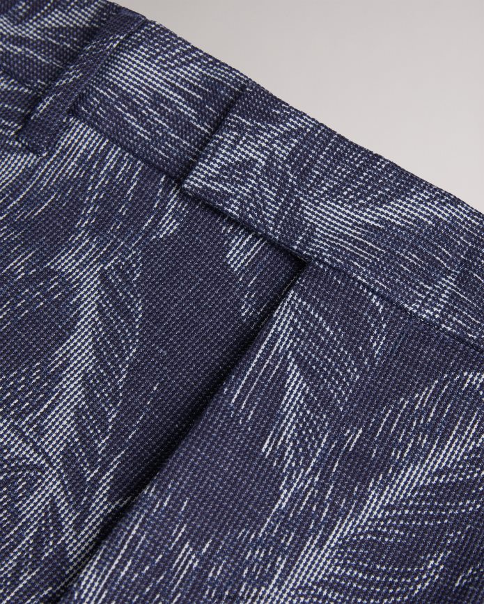 Ted Baker postos katoenen en linnen shorts met bladmotief marine kleding Heren 6R02N1624