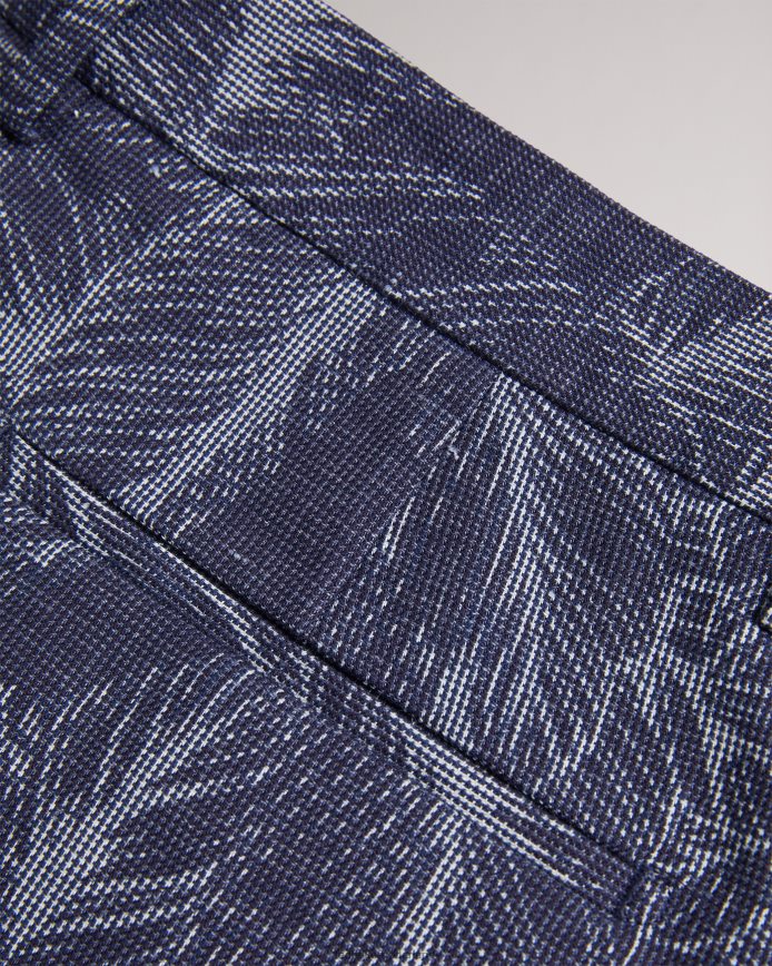 Ted Baker postos katoenen en linnen shorts met bladmotief marine kleding Heren 6R02N1624