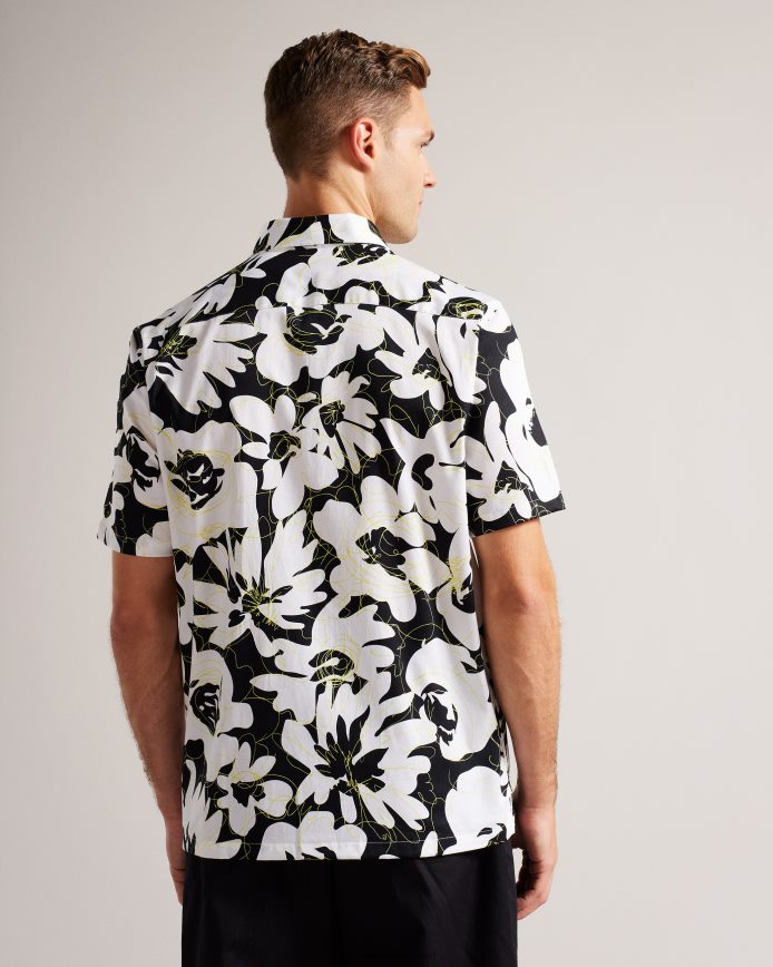 Ted Baker Altun overhemd met bloemenprint en korte mouwen licht geel kleding Heren 6R02N1257