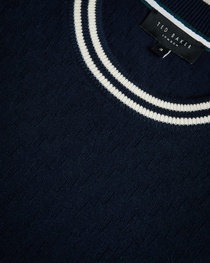 Ted Baker Hanam T-gestikt T-shirt met korte mouwen marine kleding Heren 6R02N1409