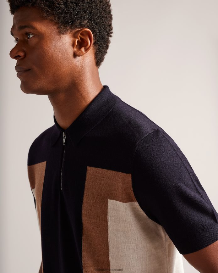 Ted Baker Larbrot poloshirt met korte mouwen en ritssluiting donker marine kleding Heren 6R02N1349