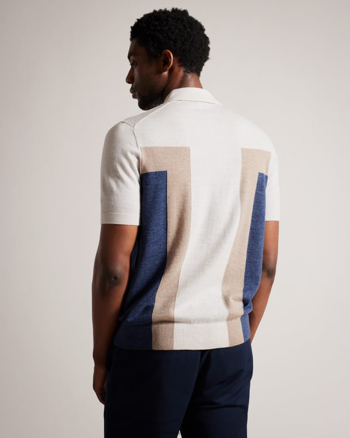 Ted Baker Larbrot poloshirt met korte mouwen en ritssluiting ecru kleding Heren 6R02N1328