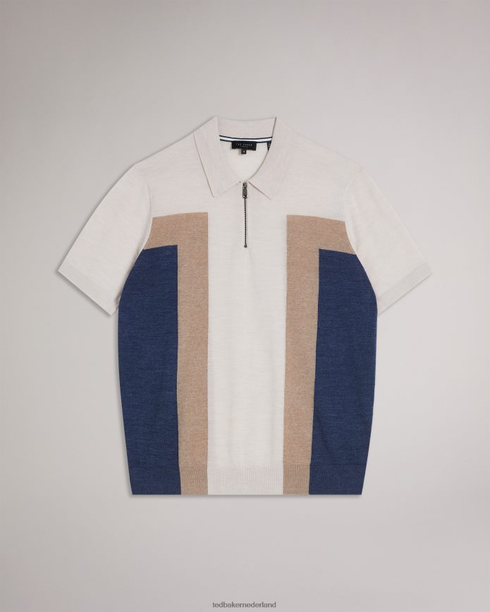 Ted Baker Larbrot poloshirt met korte mouwen en ritssluiting ecru kleding Heren 6R02N1328