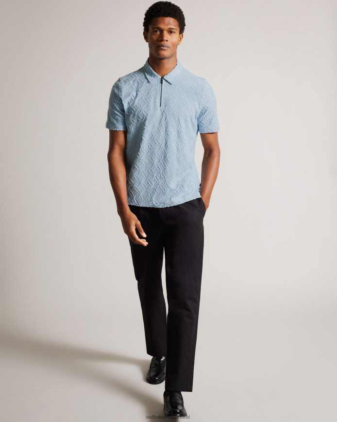 Ted Baker Maroc jacquard poloshirt met korte mouwen en rits pl-blauw kleding Heren 6R02N1321