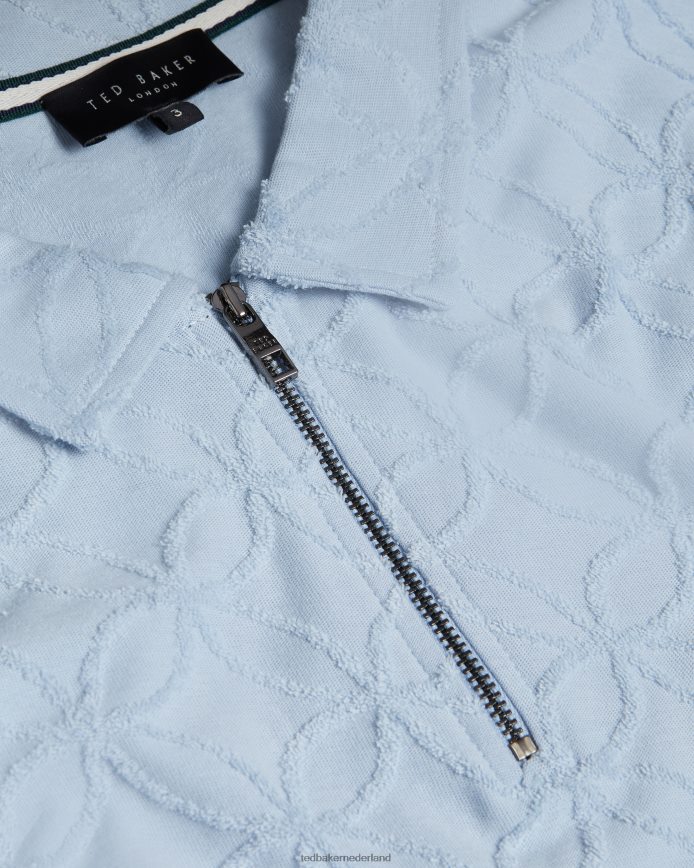 Ted Baker Maroc jacquard poloshirt met korte mouwen en rits pl-blauw kleding Heren 6R02N1321