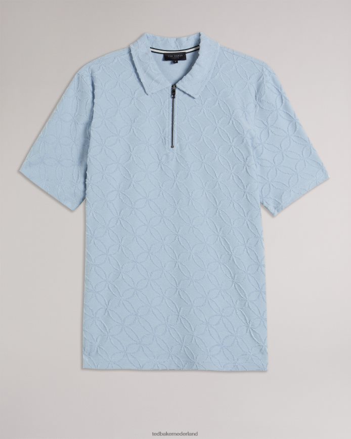 Ted Baker Maroc jacquard poloshirt met korte mouwen en rits pl-blauw kleding Heren 6R02N1321