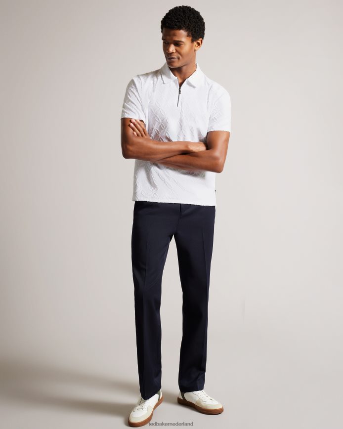 Ted Baker Maroc jacquard poloshirt met korte mouwen en rits wit kleding Heren 6R02N1404