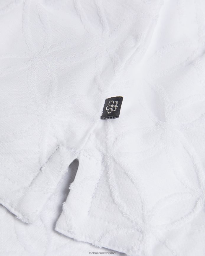 Ted Baker Maroc jacquard poloshirt met korte mouwen en rits wit kleding Heren 6R02N1404