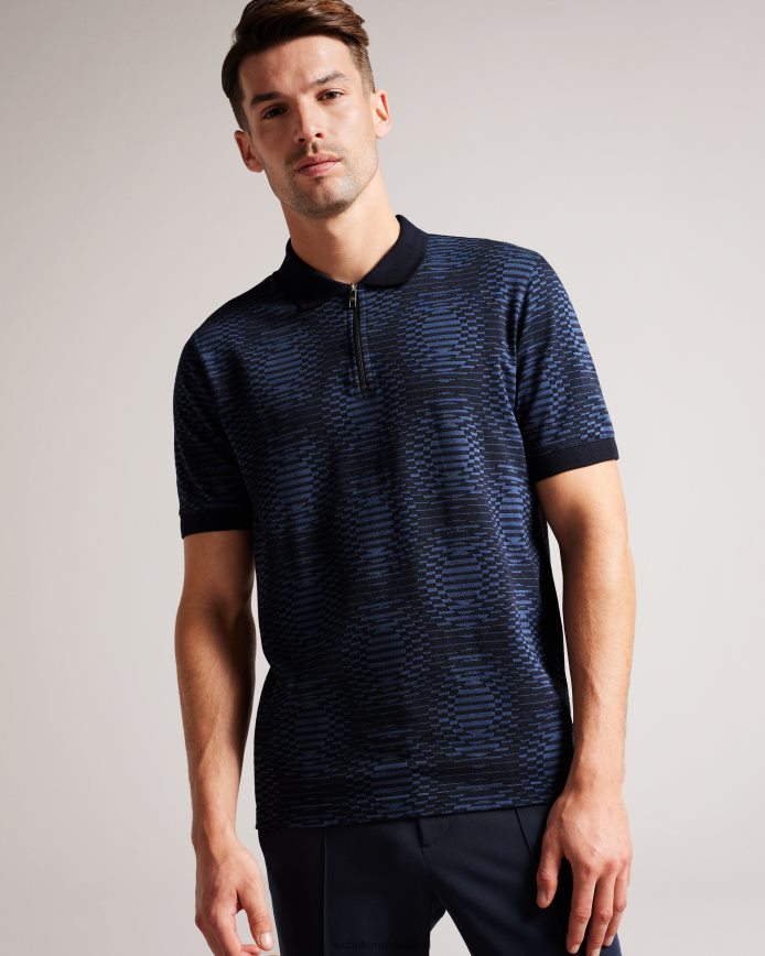 Ted Baker Ono jacquard poloshirt met korte mouwen marine kleding Heren 6R02N1444