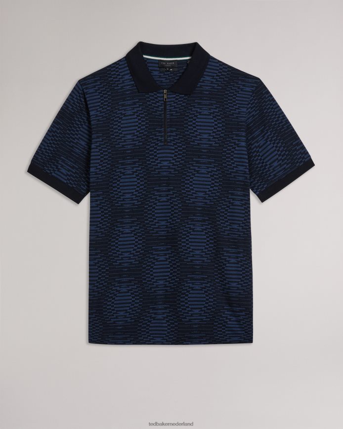 Ted Baker Ono jacquard poloshirt met korte mouwen marine kleding Heren 6R02N1444