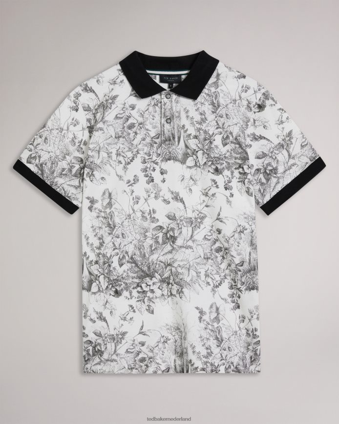 Ted Baker Quinten poloshirt met korte mouwen en botanische print wit kleding Heren 6R02N1323