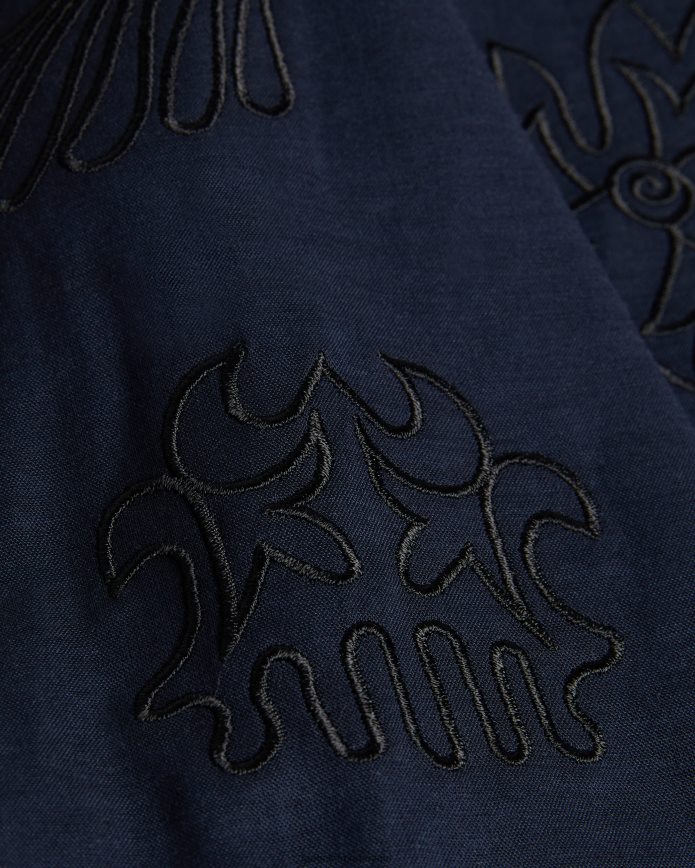 Ted Baker Ranney katoenen overhemd met korte mouwen en bloemenborduursel marine kleding Heren 6R02N1505