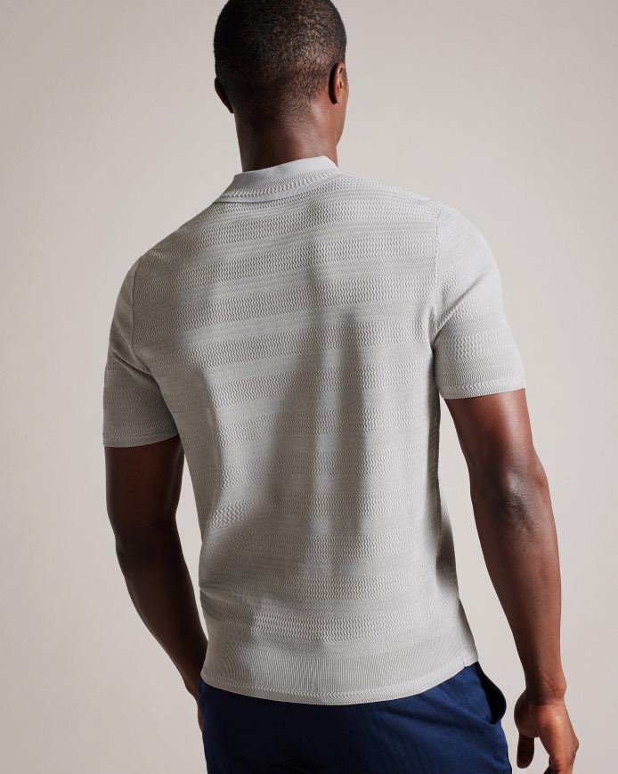 Ted Baker Stree getextureerd poloshirt met korte mouwen grijs kleding Heren 6R02N1363