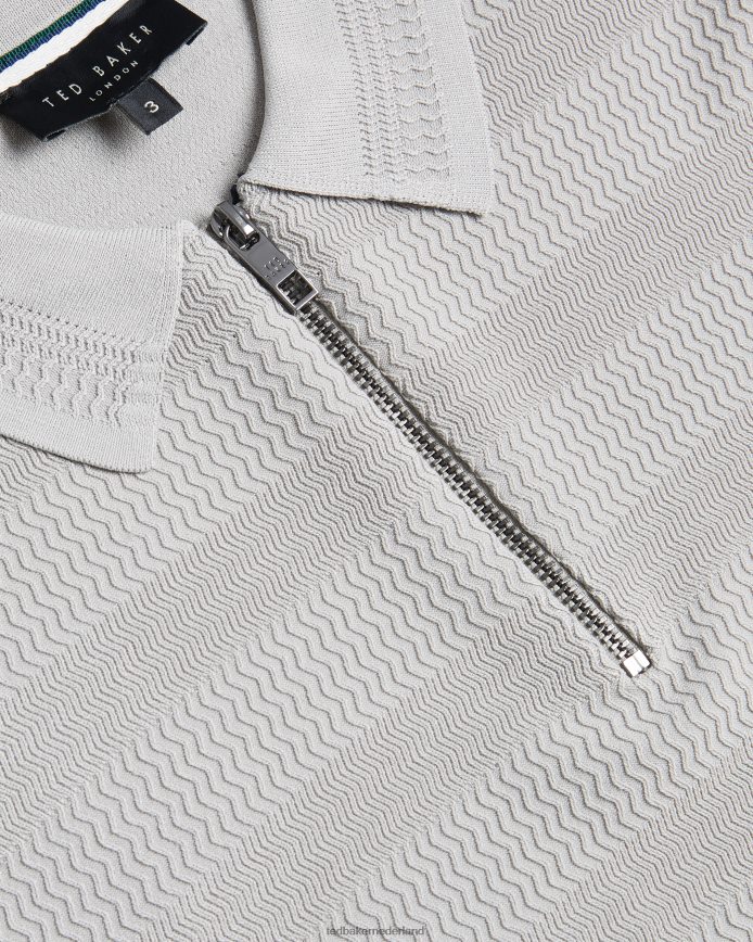 Ted Baker Stree getextureerd poloshirt met korte mouwen grijs kleding Heren 6R02N1363