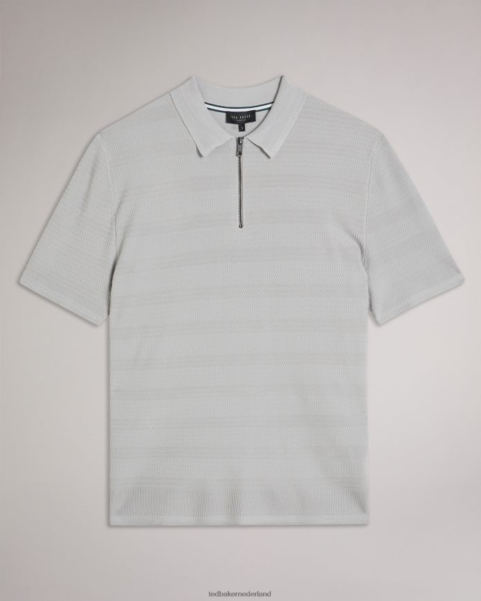 Ted Baker Stree getextureerd poloshirt met korte mouwen grijs kleding Heren 6R02N1363
