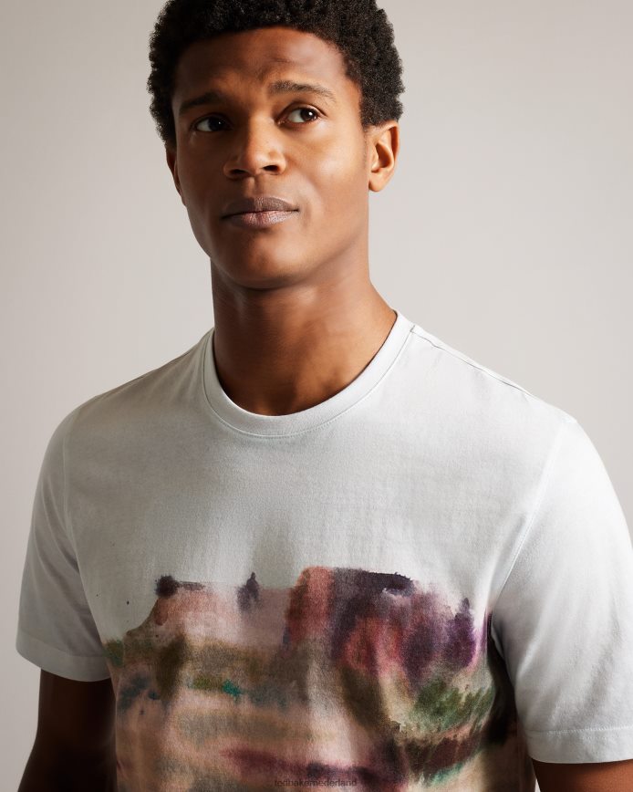 Ted Baker Tinot T-shirt met korte mouwen en abstracte print wit kleding Heren 6R02N1564