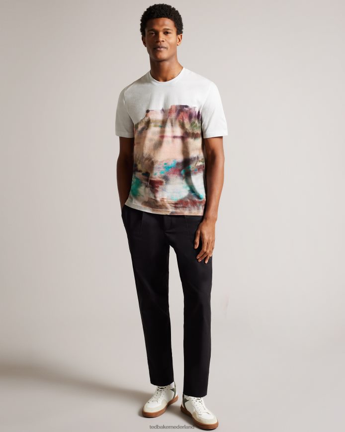 Ted Baker Tinot T-shirt met korte mouwen en abstracte print wit kleding Heren 6R02N1564