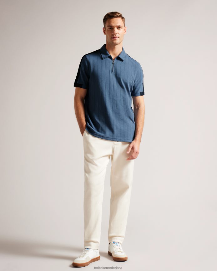 Ted Baker abloom poloshirt met korte mouwen en ritssluiting middenblauw kleding Heren 6R02N1213