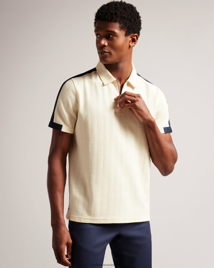 Ted Baker abloom poloshirt met korte mouwen en ritssluiting natuurlijk kleding Heren 6R02N1272
