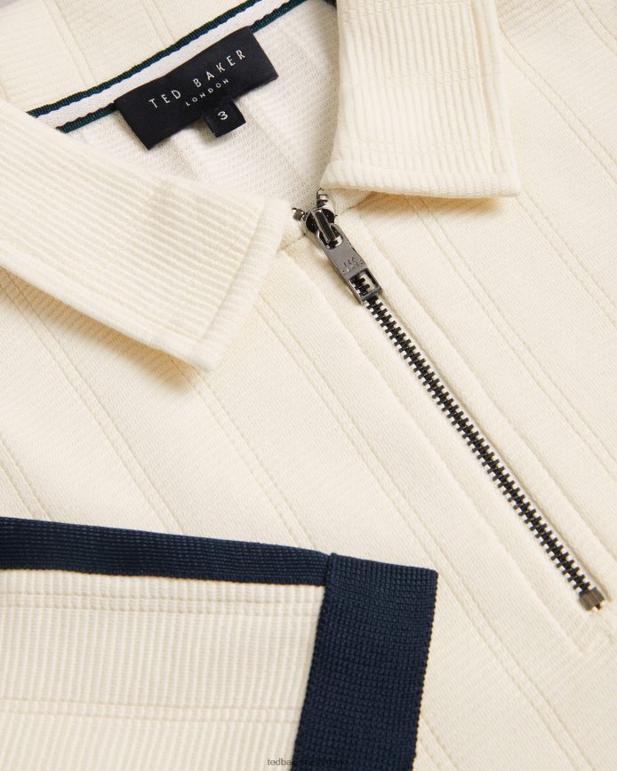 Ted Baker abloom poloshirt met korte mouwen en ritssluiting natuurlijk kleding Heren 6R02N1272