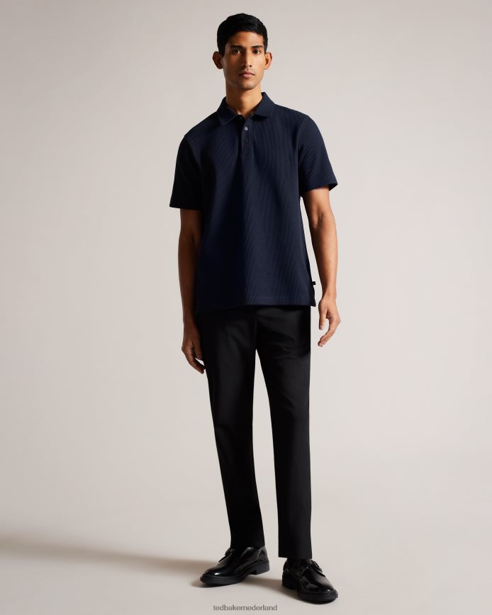 Ted Baker bute getextureerd poloshirt met korte mouwen en normale pasvorm marine kleding Heren 6R02N1234
