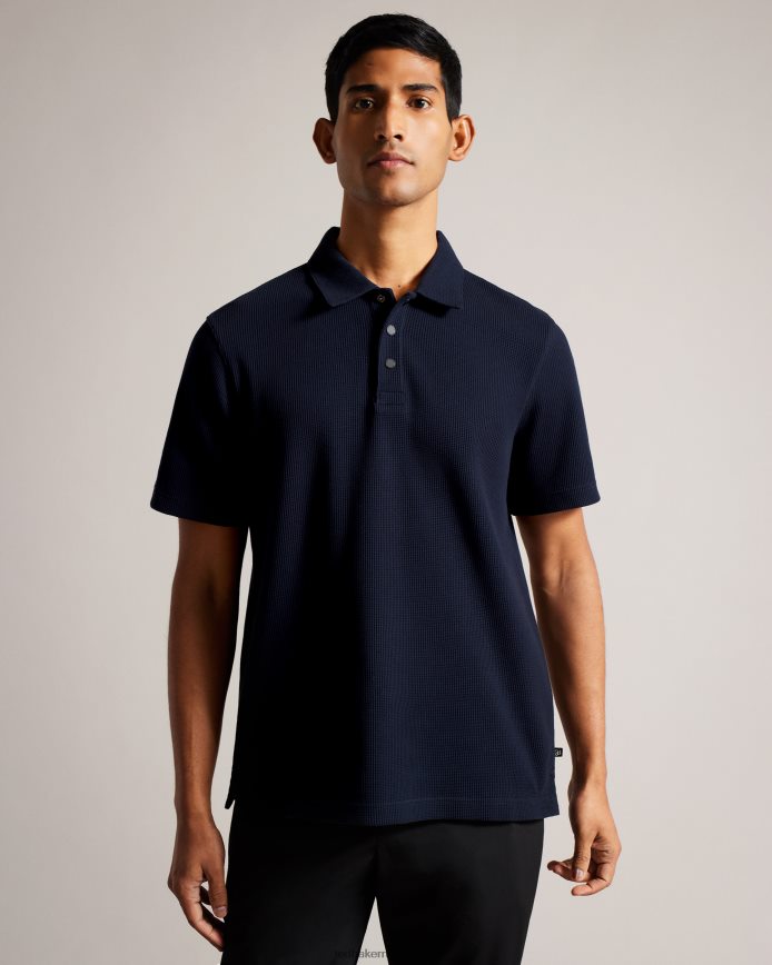 Ted Baker bute getextureerd poloshirt met korte mouwen en normale pasvorm marine kleding Heren 6R02N1234