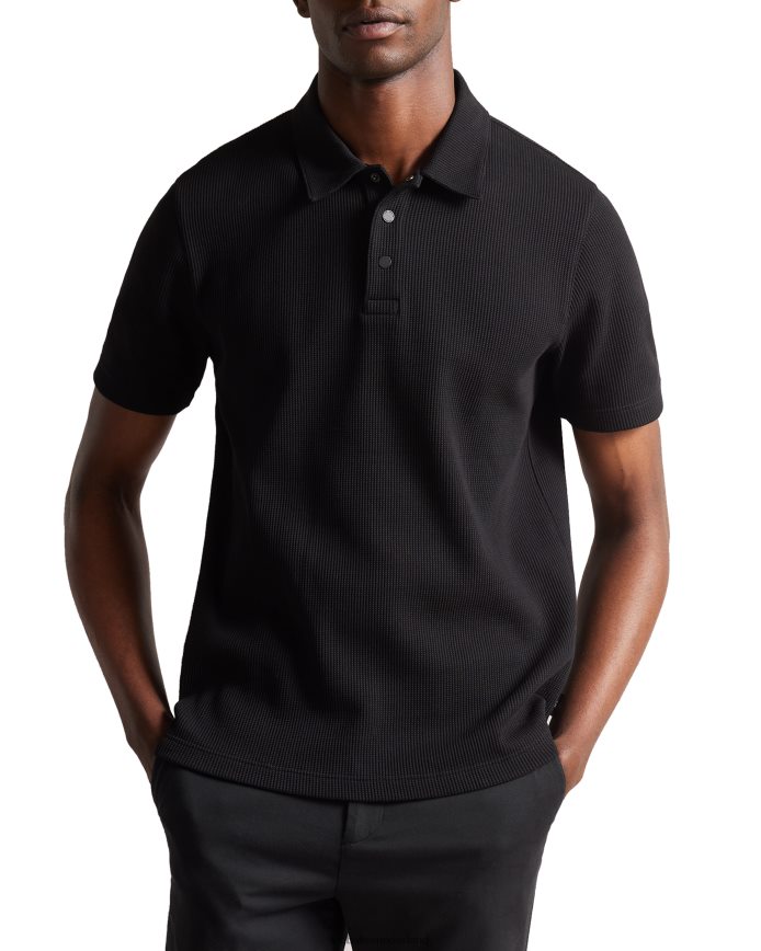 Ted Baker bute getextureerd poloshirt met korte mouwen en normale pasvorm zwart kleding Heren 6R02N1376